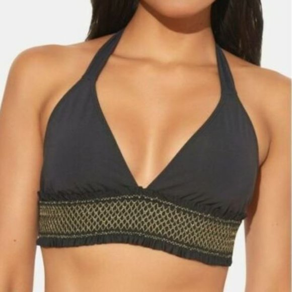Bleu Rod Beattie Other - BLEU by Rod Beattle Smocked Halter Tie Bikini Top